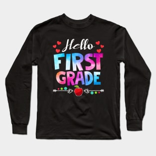 Hello First Grade Shirt Fun 1st Grade Back to School Long Sleeve T-Shirt